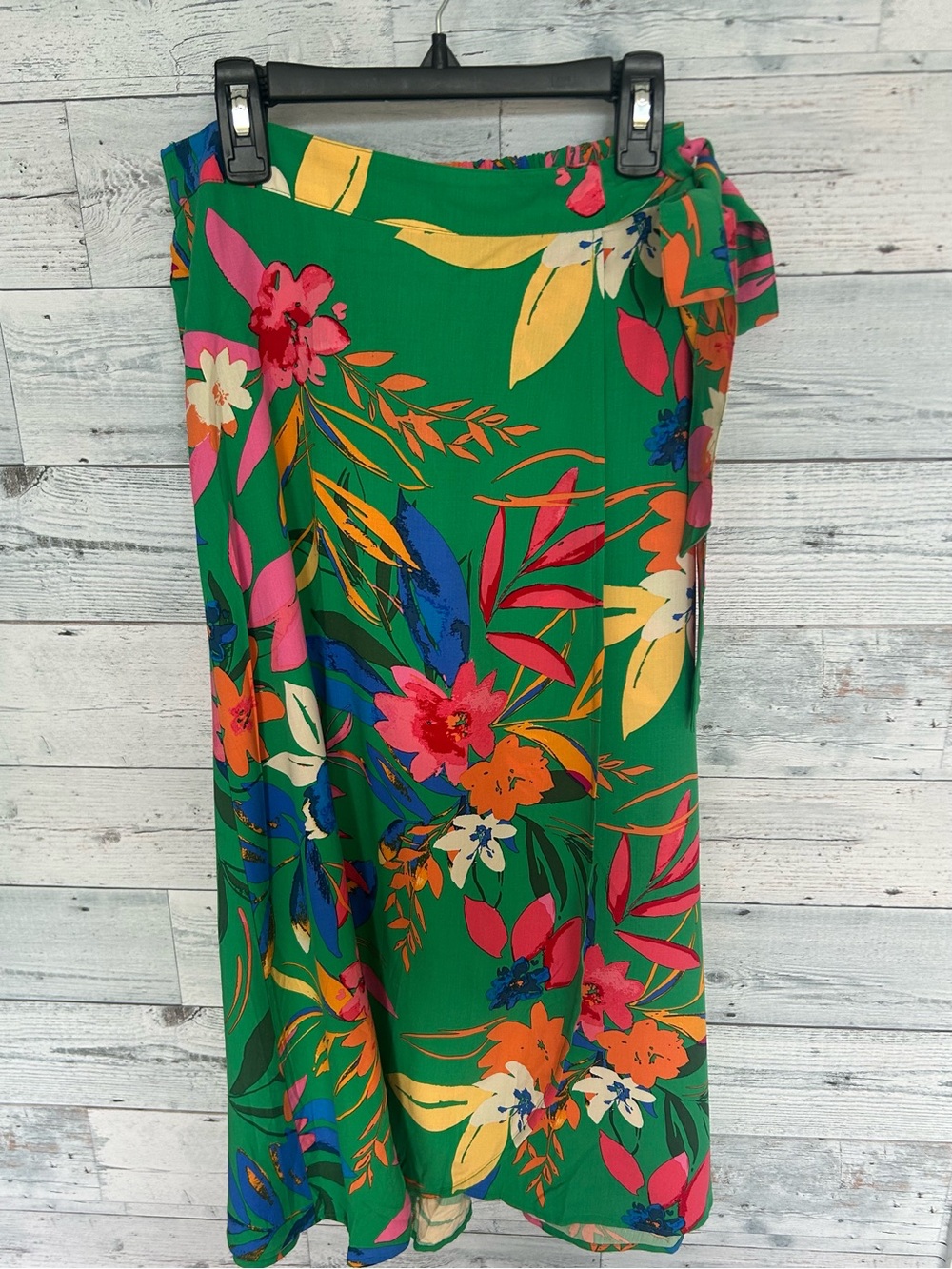Green Tropical Floral Wrap Skirt